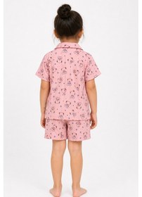 Resim Aden Kids İnce Penye Kumaştan Üretilmiş Gömlek Yakalı Düğmeli Pijama Takımı Pembe 
