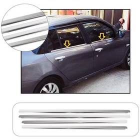 Resim Renault Symbol Uyumlu 2009-2013 Krom Cam Çıtası 4 Parça Paslanmaz Çelik 