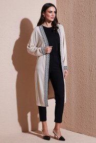 Resim Lela Modest Regular Fit Bağlamalı Nakışlı Tesettür Uzun Kimono Hırka HIRKA 5866173 