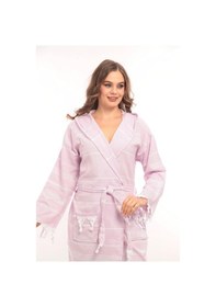 Resim Püsküllü Kapüşonlu Sultan Peştamal Bornoz Lacivert 