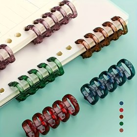 Resim 50 Adet Karışık Renklerde 5 Delikli Plastik Bağlama Halkaları - Gevşek Yaprak Kağıt için Çıkarılabilir Bobin Klipsler, Temel Ofis Malzemeleri 