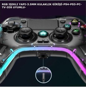 Resim Ape Rgb Gamepad Oyun Kolu Şeffaf 1000 Mah Kablosuz Ps3-ps4-tv-pc-ios Uyumlu Wirelles 