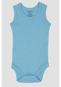 Resim %100 Organik Pamuklu Mavi Bebek Atlet Çıtçıtlı Zıbın Body 5'li Paket Mavi 