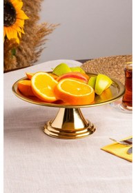 Resim Gold Yuvarlak, Ayaklı Şık Kek, Pasta, Kurabiye Ve Tatlı Servis Sunum Standı Gold 