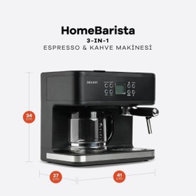 Resim Dexart DX-1341 Home Barista 3in1 Filtre Kahve & Espresso Makinesi 