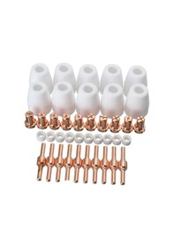 Resim Gajeena Pt-31 Lg-40 Torch İçin 40 Parça Plazma Kesici Aksesuar Seti - Uzatılmış Nozul Ve Elektrotlar 