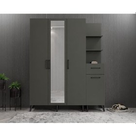 Resim Açelya Portmanto Vestiyer Ayakkabılık Füme M3 160cm Montaj Dahil 