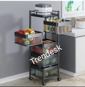 Resim Trendesk 5 Katlı Luxx Siyah Metal Patates Soğan Sebze Meyve Sepeti Sebzelik 