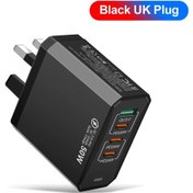 Resim Toplam 100w Usb Şarj Aleti Telefon Şarj Cihazı Hızlı Şarj Xiaomi Samsung Uyumlu Huawei Uk Plug Black 1 Adet 