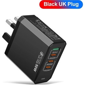 Resim Toplam 100w Usb Şarj Aleti Telefon Şarj Cihazı Hızlı Şarj Xiaomi Samsung Uyumlu Huawei Uk Plug Black 1 Adet 