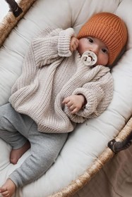 Resim Minytrendy Kız Erkek Bebek Selanik Örgü Bisiklet Yaka Triko Çocuk Kazak 6 Ay-5 Yaş 