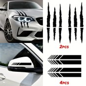 Resim 6'lı Evrensel Klasik Bireysellik Çizik Şerit Pençe İzleri & Şerit Arka Görüş Aynaları Yansıtıcı Araba Stickerları Sanat Çıkartmaları Kendinden Yapışkanlı JDM Vinil Çıkartmalar 