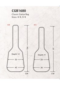 Resim Valencıa Cgb1680 Klasik Gitar Kılıfı. Scale 4/4. Siyah+ Renk. 60 