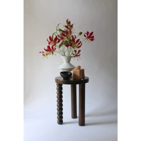 Resim Minimalist Ahşap Mantar Yan Sehpa Modern Tekli Fiskos / Çiçeklik 