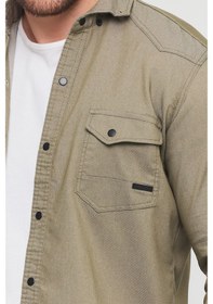 Resim Erkek Dar Kesim Kot Gömlek Yeşil 