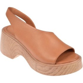 Resim Sms Hakiki Deri 7 Cm Topuklu Kadın Sandalet Sms-1502 Taba Taba 