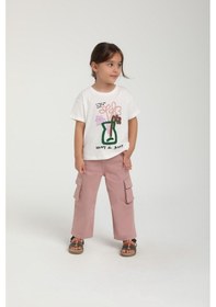 Resim Escabel Kız Bebek Kargo Cepli İnce Pantolon Pembe 