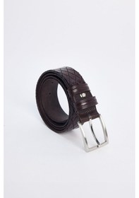 Resim Tudors Erkek %100 Hakiki Deri 3,5 Cm Klasik Kahverengi Kemer -31572 Kahverengi 