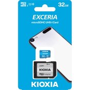 Resim KIOXIA 32GB Exceria, LMEX1L032GG2, UHS-1, CL10, 100Mb/s, MicroSD Kart Bellek (SD Adaptörlü) 