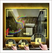 Resim GLOBAL LED MIRROR 60x80 Cm Günışığı Ledli Tasarım Kumlamalı Dokunmatik Bluetoothlu Buğu Önleyicili Makyaj Banyo Aynası 