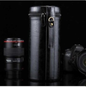 Resim Wondernest Dslr Kamera Lensi Uyumlu Ekstra Kalın Büyük Lens Kılıfı Fermuarlı Pu Deri Çanta Kutusu, 24.5x10.5x10.5cm Siyah 