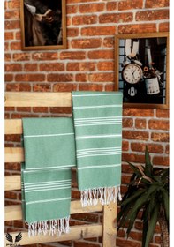 Resim Pega Sultan Peştamal %100 Koton Benetton Yeşili Plaj Havlusu 90 x 170 CM 