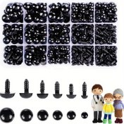 Resim 700 Adet Siyah Plastik Güvenlik Gözü, DIY Peluş Oyuncaklar, Amigurumi El Sanatları, Bebek Yapımı Malzemeleri için Yıkayıcılarla 