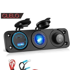 Resim Dashanshop Clelo 12v Araç Çift Usb Ve Type-c Şarj Cihazı 1 Set Led Ekranlı Rv Tekne Ve Araçlar İçin Hızlı Şarj Bağımsız Açma Kapama Düğmeli 12v 24v Araçlar İçin Uygun 