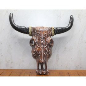 Resim Ahşap Duvara Asmalı Bufalo Kafası 