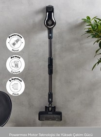 Resim Karaca Vantuz Power Force Pro 2 In 1 Şarj Edilebilir Dik Süpürge Matte Black Silver 