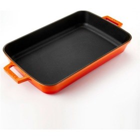 Resim Lava Döküm Dikdörtgen Tepsi 26X40 CM Turuncu... Turuncu 