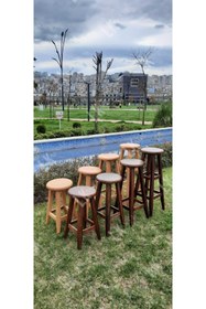 Resim LkAhşap 1ad. Ahşap Bar Taburesi Ceviz Renk 60cm Yükseklik 