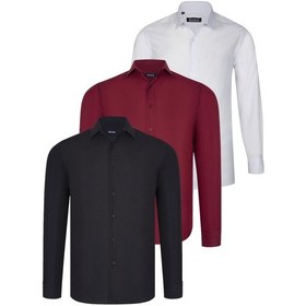 Resim Üçlü Set G726 Dewberry Gömlek-siyah-beyaz-bordo Siyah-beyaz-bordo 