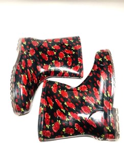 Resim ÜÇEL ÇAĞRI Kadın Kırmızı Çiçekli Yumuşak Doku Çizme Yağmur Çizmesi Lady Rain Boots 