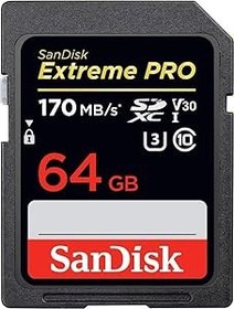 Resim Sandisk Extreme Pro Sdxc Uhs-I Hafıza Kartı 64 Gb (V30, U3, 4K Uhd Videolar, 170 Mb/S Okuma Hızı, Isı Ve Soğuğa Dayanıklı) 