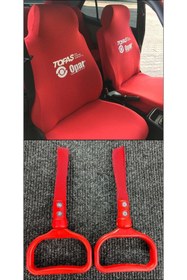 Resim HFGARAJ Opar Servis Kılıfı Kırmızı & Kırmızı Elçek Tutamaç Set 