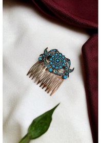 Resim Kristal Taşlı Vintage Tarak Topuz Toka Fayra-a7923htoka Turkuaz 