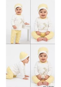 Resim Pekminibebe 3/12 Ay Şapkalı Pamuk Bebek Takımı Ekru 