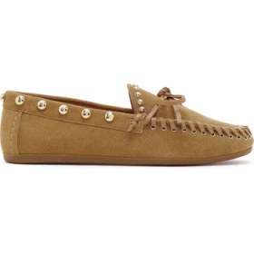 Resim Derimod Kadın Bej Süet Deri Loafer 26PFD552410 