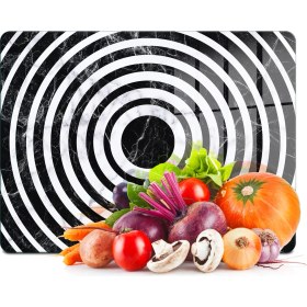 Resim Decovetro Cam Kesme Tahtası ve Sunumluk Orta Siyah Beyaz Mermer Desenli 20X30 cm 