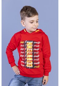 Resim Toontoy Kids Toontoy Erkek Çocuk Kapüşonlu Baskılı Sweatshirt Kırmızı 