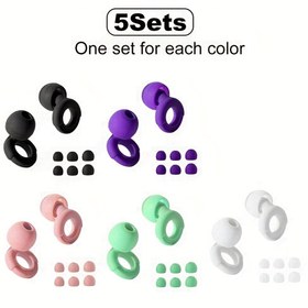 Resim 5 Set - Her Renk İçin Bir Set Uyku İçin Silikon Kulak Koruyucuları, Kulak Uçları XS S M L, Yüzme, İş, Konserler İçin Yeniden Kullanılabilir Kulak Koruyucuları, Bir Çeşit Renk Mevcut 