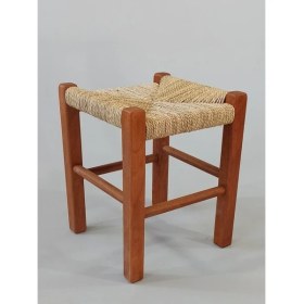 Resim Hasır Örgülü Ahşap Tabure Ceviz 35cm (28cmx28cm) 
