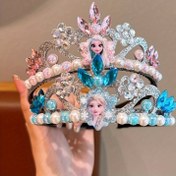 Resim Frozen Elsa Prenses Taç Başlık, Rhinestones ve İnciler ile Plastik Taç, Prenses Partisi Doğum Günü Hediye Aksesuarı 