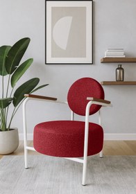 Resim Azra Mobilya Venüs Modern Berjer | Soft Kumaş | Beyaz Metal Ayaklı Koltuk | Ev & Ofis | KIRMIZI 
