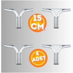 Resim 15 Cm Metal Magnolia Koltuk Ayağı Mobilya Ayağı Ünite Ayağı Konsol Ayağı Puf Berjer Ayağı 4 Adet Krom 