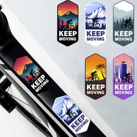 Resim 2 Adet KEEP MOVING Dağ Bisikleti Çıkartmaları - Su Geçirmez Altıgen Çerçeve Stickerları (Dağ, Şehir Manzarası, Palmiye Ağaçları) - Yol ve Dağ Bisikletleri için - Siyah Outdoor Bisiklet Aksesuarları, Bisiklet Dekorasyonu | Macera Temalı, Dayanıklı Vinil Çıkartma, Uzun Ömürlü Yapışkan 