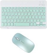 Resim TezMax Piranha 8032 8" Uyumlu Kablosuz Bluetooth Şarj Edilebilir Klavye Mouse Seti - Yeşil 