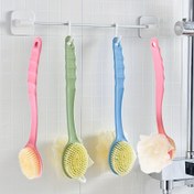 Resim Ergonomik Uzun Saplı Çift Taraflı Yumuşak Lif ve Fırça Banyo Fırçası - Kadınlar ve Erkekler için Peeling Vücut ve Yüz Fırçası, Spa-Light Bej Bakım, Banyo Gereci (Renk Değişken) - Hassas ve Hafif Bej Uyumlu 