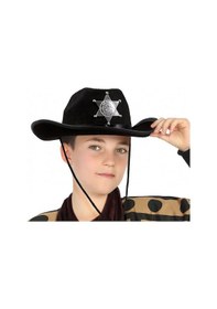 Resim Çocuk Kovboy Şapkası Sheriff Şapkası Csmtex - 26 Siyah Renk 